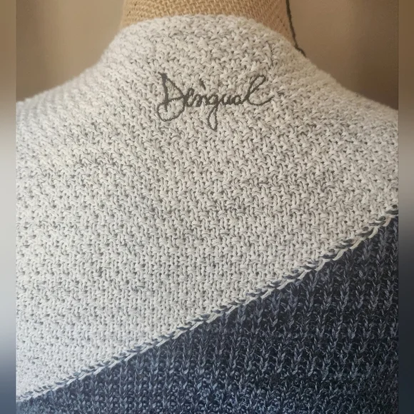 Women's Desigual Navy and Gray Open Front Cardigan Sm - Picture 4 of 7